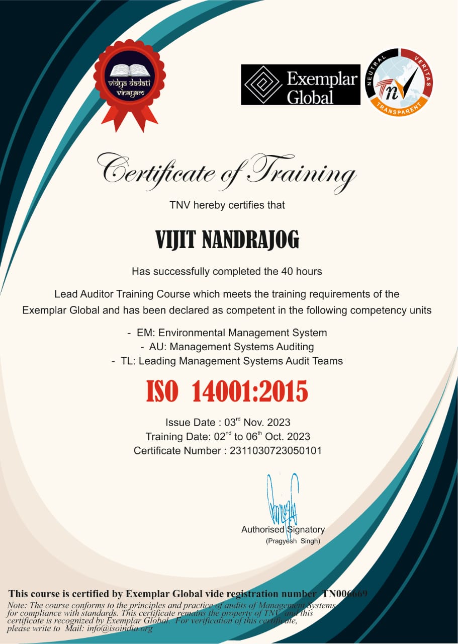 ISO 14001:2015 Lead Auditor Credential